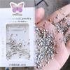 100 mini diseños de uñas mixtas con forma especial de diamante, tamaño pequeño, base plateada, circonita blanca, mini pila de diamantes, champán