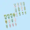 Venda Quente Transfronteiriça Unhas Vestíveis Manicure de Flores Pastorais Frescas Unhas de Dedo do Pé Azuis Borradas Pontiagudas Longas Unhas Postiças Atacado