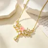 Collar Chapado en Oro Cobre Incrustado con Circonita Cúbica Doble Anillo Incrustado con Diamante Cadena para Clavícula de Lujo Ligero para Mujer Diseño de Nicho Ins Simple Temperamento Joyería de Plata