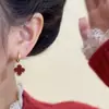 Pendientes Rojos Clásicos Versátiles Festivos Pendientes de Diseño de Moda Temperamento de Lujo Ligero Pendientes Rojos