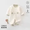 Colección nueva de otoño 2026 para bebés y niños pequeños: enterizo cálido sin costuras con ribete de encaje, prenda exterior de grado A, atuendo para bebé de un mes, algodón