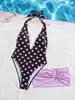 Nuevo Traje de Baño de una Pieza Estilo Halter para Mujer Transfronterizo, Adelgazante y Sexy, que Oculta el Vientre, Traje de Baño de una Pieza Halter para Aguas Termales
