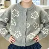 Conjunto de Ropa para Niña Otoño/Invierno Nuevo Estilo Coreano Dulce Jacquard Manga Larga Cárdigan de Punto Suéter y Jeans Conjunto de Dos Piezas
