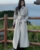 Jaqueta corta-vento da moda estilo britânico para mulheres 2024 Novo Outono Estilo Coreano Solta Casual Comprimento Médio Outwear Tendência