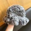 Sombrero de piel de conejo para mujer, otoño e invierno, piel blanca, circunferencia de cabeza grande, sombrero peludo de piel, sombrero de pescador de lana tejida para mujer