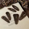 Presilha de Cabelo Triângulo Estampa de Leopardo Vintage para Mulheres, Presilha Bb, Novo Modelo 2026, Presilha Lateral, Presilha para Franja, Grampo de Cabelo, Acessório de Cabelo, Primavera