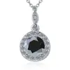 Collar de plata de ley S925 con moissanita de color para mujer, colgante redondo de cuatro puntas de 1 quilate, cadena para la clavícula con gema de color al por mayor transfronteriza