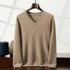 25 Suéter de Cachemira Nuevo para Hombre Otoño/Invierno Cuello en V Casual de Negocios Holgado Suave Agradable a la Piel Suéter Base de Punto
