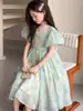 Vestido de Princesa Floral Super Fada para Meninas Verão 2026 Novo Estilo Vestido de Verão Infantil Vestido Elegante com Manga Bufante para Crianças Mais Velhas