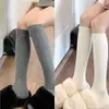 Calcetines Blancos de Ternera Estilo Japonés para Mujer, Otoño e Invierno, Adelgazantes, Algodón Cachemir, Color Sólido, Hasta la Rodilla, Calcetines Gruesos Cálidos de Media Pierna