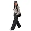 Sudadera con capucha a rayas de moda estilo coreano, chaleco de manga larga, conjunto casual de tres piezas para primavera y otoño, pantalones anchos