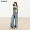 Jeans de Mujer de Color Claro 2025 Tendencia Nuevo Verano para Mujer Estilo Retro Americano Desgastados Holgados de Pierna Ancha