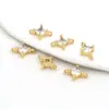 Colgante de Aro Doble de Oro Real de 18 Quilates con Zirconia de Color Duradero, Forma de Diamante, Joyería Hecha a Mano DIY, Pendientes, Collar, Colgante Pequeño D44C