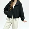 Chaqueta Corta con Capucha para Mujer 2026 Verano Estilo Coreano Holgada Persona Baja Delgada Cordón Cuello Alto Versátil Chaqueta Casual