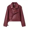 Popular Tendencia de Moda Europea y Americana Amazon Aliexpress Chaqueta de Cuero Versátil 3 Colores Ins Street Motorcycle