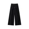 Calça Longa Casual Micro-Elástica Japonesa e Coreana para Mulheres, Jeans de Sarja Lavada Soltos para o Dia a Dia, Calças de Barra Reta Versáteis da Moda, Emagrecedoras e Rejuvenescedoras