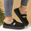 2026 Inverno Novo Comércio Exterior Tamanho Grande Suede Algodão Sapatos com Fivela de Cinto Slip-On Planos Casuais Botas de Neve
