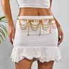 Moda Europea y Americana Exagerada Cadena de Cintura para Danza del Vientre Cadena Corporal Metálica Redonda con Lentejuelas y Borlas Exquisita Joyería para el Cuerpo