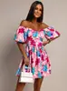Nuevo Vestido de Mujer con Estampado de Cuello en V, Moda y Comodidad, Manga Corta, Transfronterizo Europeo y Americano para Amazon Aliexpress