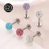 Disponibilidad del Fabricante F136 Aleación de Titanio G23 Cerámica Bola Llena de Diamante 0.9 Rosca Interna Joyería para Piercings Aretes Labret