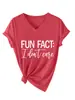 Dato curioso: no me importa Camiseta casual simple de manga corta con cuello en V para mujer del sitio independiente Amazon Wish