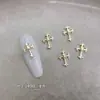 Accesorios para arte de uñas de aleación con forma de cruz gótica oscura transfronterizos, pendientes vintage europeos y americanos, accesorios de pedrería para uñas estilo punk gótico