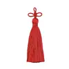 Borla de Tres Hojas de Poliéster 8cm Colgante de Accesorio DIY Estilo Antiguo Ropa Bolsita Tejida Borla Pequeña