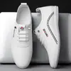 Zapatos de Cuero de Verano, Zapatos de Cuero Suave para Hombre, Zapatos Casuales de Negocios para Hombre con Suela Suave, Mocasines Ligeros sin Cordones, Zapatos Blancos