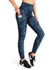 AliExpress Europeo y Americano Nuevo Cintura Alta Ajustado Transpirable Elástico Estampado Negro Pantalones con Bolsillos Leggings para Niñas
