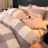 Juego de ropa de cama de cuatro piezas de algodón puro de alta calidad, alto número de hilos, engrosado, cepillado, 100% algodón, sábana, funda de edredón, funda de almohada, ropa de cama para todas las estaciones