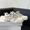 Tênis Feminino Exclusivo para Membros com Bico Redondo e Sola Grossa Primavera 2024 Sapatos de Caminhada Coloridos Tênis Dad Tendência Sapatos Emagrecedores que Aumentam a Altura
