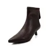 Botines elásticos de PU para mujer, botas ajustadas, nuevo estilo coreano de otoño e invierno, punta fina, cremallera trasera, botines de tacón de aguja alto para mujer