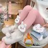 Pantalones de invierno para niñas con dibujos animados y anime 2026, leggings nuevos dulces y modernos con forro de felpa de cerdito bebé