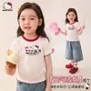 Camiseta de Verão para Meninas 2026 Novo Estilo Energético Poá Color Block Borda Franzida Design de Laço 3D Top