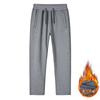 Pantalones deportivos de punto de talla grande para hombre, de invierno, con forro polar, gruesos, de color sólido, rectos y cálidos, para hombre
