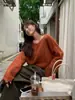 O SUÉTER LIMON Chá Verde Limão - Suéter estilo coreano, de manga comprida, modelagem solta, gola redonda, casual, tricô afina a silhueta, roupa feminina outono/inverno