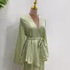 2023Loriya Conjunto de Top com Amarração Cor Sólida Estilo Fresco + Saia Lr570