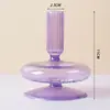 Venta al por mayor, candelabro creativo de vidrio de colores retro, candelabro de lujo para decoración de mesita de noche, vela, accesorios para cenas