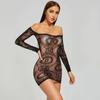Europeu e americano plus size sexy hot tentação quadril saia manga longa oco transparente fino feminino camisola de uma peça tentação geração cabelo