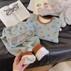 Conjunto Térmico Infantil Qiqi Baby Sem Costura Engrossado 500g Lã Seda Roupas de Outono e Calças Pijama de Inverno