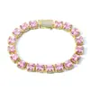 Pulsera de Cadena de Azúcar de Roca de 10 mm Transfronteriza Europea y Americana con Circonita Rosa Joyería Hip-Hop Versátil de Gama Alta para Hombre Personalización