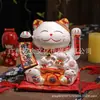 Gato de la Suerte Cerámico de 8 pulgadas con Movimiento de Mano, a Batería o Enchufe, Decoración de Regalo para Escritorio del Hogar, para Apertura de Negocio o como Adorno de Regalo de Empresa