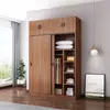 Guarda-roupa com porta de correr para casa, quarto, quarto de aluguel, apartamento pequeno, moderno, minimalista, cor de madeira maciça, armário de montagem simples