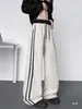 Pantalones de chándal a rayas con estampado de escamas de dragón para hombre, estilo americano de alta calle para otoño, pantalones casuales de pierna ancha, pantalones deportivos rectos holgados y fluidos de moda