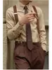 Camisa de Hombre Vintage a Rayas con Caída, Estilo Británico Francés, Moderna Versátil Sin Planchar Camisa para Padrinos de Boda