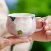Taza de Té Peonía Yanzi, Cerámica, para Amantes del Té, Juego de Té Personal de Alta Gama, Taza de Té Doméstica con Asa, Taza para Beber
