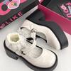 Sapatos de couro Mary Jane de sola grossa estilo francês femininos 2024 inverno novo estilo britânico retro bico redondo mocassins para mulheres
