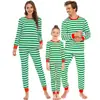 Conjunto de Pijama Casual Listrado de Manga Longa e Calça Longa para o Natal de 2026, Cruzamento de Fronteira da Amazon, para Família (Pai/Mãe e Filho/Filha), Europeu e Americano
