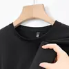 Camiseta masculina de manga curta de seda gelada para o verão, gola redonda, sem costura, secagem rápida, cor sólida, estilo casual com seda de amoreira