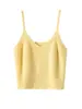 Camiseta de tirantes de punto de cachemira 100% pura estilo francés con cuello en V para mujer, top de tirantes acanalado de cintura alta, adelgazante y versátil, imprescindible
